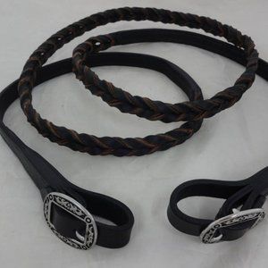 Leather rope barrel rein buckle